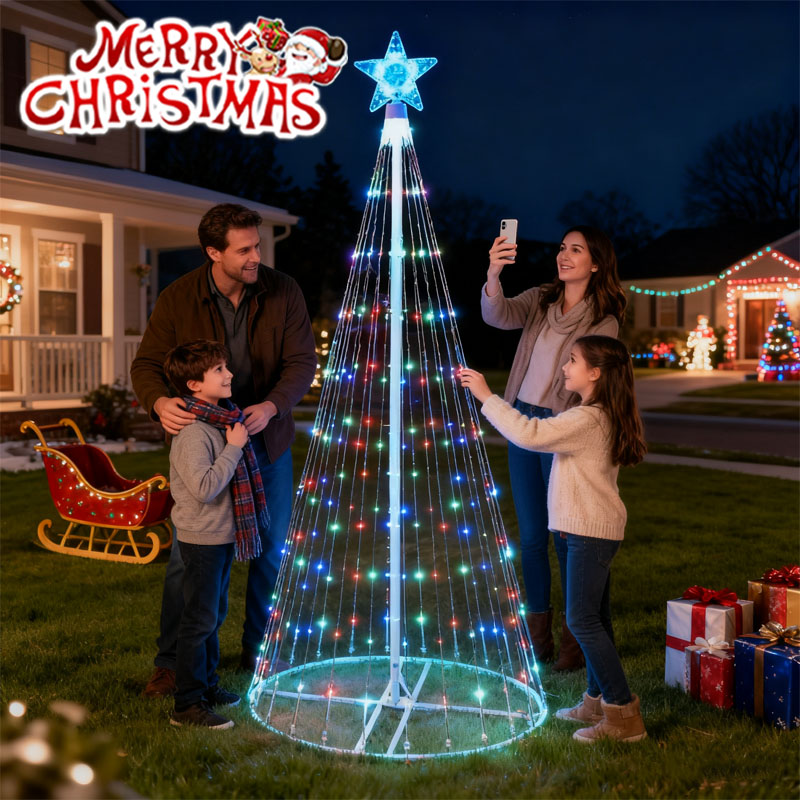 Outdoor Lighting Company - Solar-Powered LED Waterfall String Lights Christmas