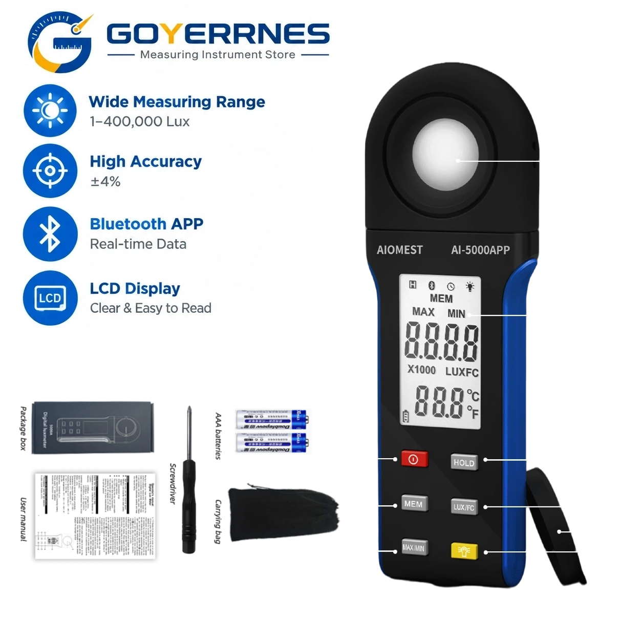 Outdoor Lighting In Photography - Digital Lux Meter 1-400000Lux Bluetooth Illuminance